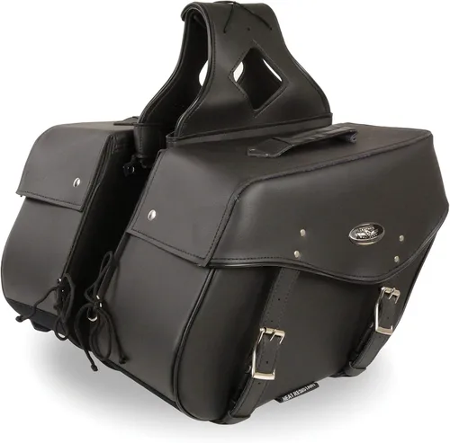 Miniatura 19 de Milwaukee Leather SH66901ZB - Alforjas medianas de PVC negro con 2 correas, colocación por encima, con ribetes reflectantes - Talla única
