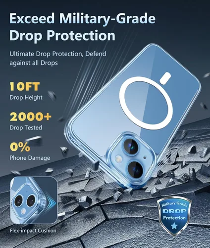Miniatura 603 de FNTCASE Funda para iPhone 13 Pro-Max: Fundas magnéticas transparentes compatibles con Magsafe Slim anti amarillamiento protección contra caídas