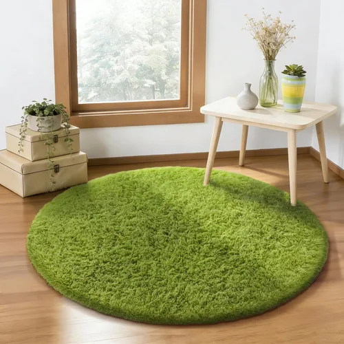 Miniatura 192 de Ophanie Alfombra Verde de Césped, Alfombras de Área para Dormitorio, Alfombra Shag Esponjosa de 4x6 pies, Suave Peluda Afelpada Linda para Niños 7