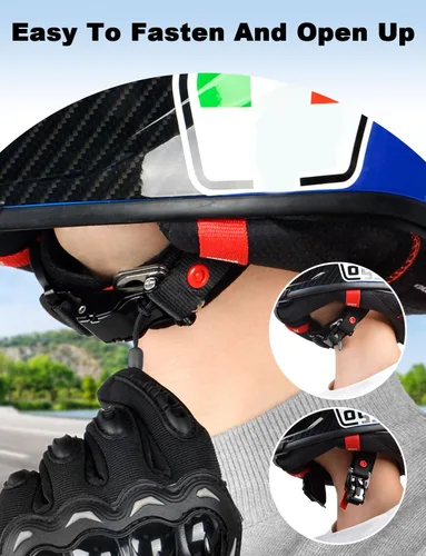 Miniatura 2 de Lamborsafe Kit de hebilla de liberación rápida para casco, clip de correa de barbilla para casco de motocicleta para cara completa, 3/4, medios