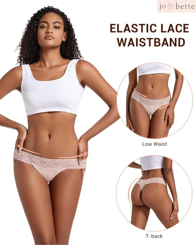Miniatura 5 de Jo & Bette Paquete de 6 o 12 unidades de ropa interior de algodón para mujer, conjunto de lencería suave y sexy