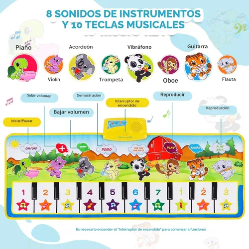 Miniatura 2 de M SANMERSEN Tapete de piano, 39.5 x 14 pulgadas, tapete musical para piano de piso, tapete para teclado de piano de piso, 8 sonidos de instrumentos