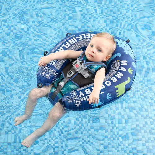 Miniatura 7 de Mambobaby Float - Flotador de natación para bebé autoinflable con toldo, flotador de piscina plegable comprimible para bebé, material suave Edición