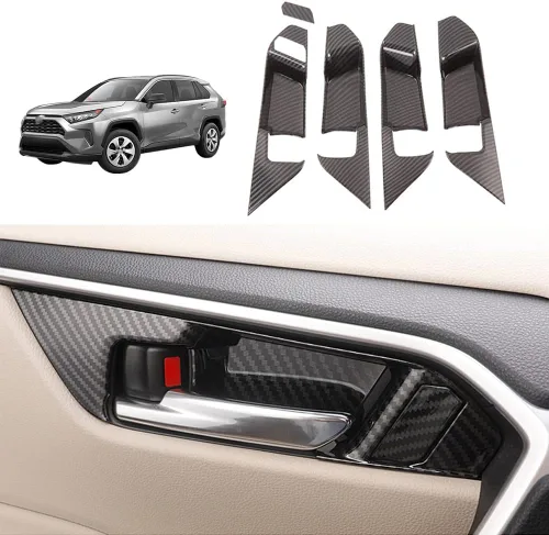 Miniatura 6 de Blazeray Cubierta de lentejuelas de botón de fibra de carbono para volante de automóvil, accesorios interiores para Toyota RAV4 2019 2020 2021 2022