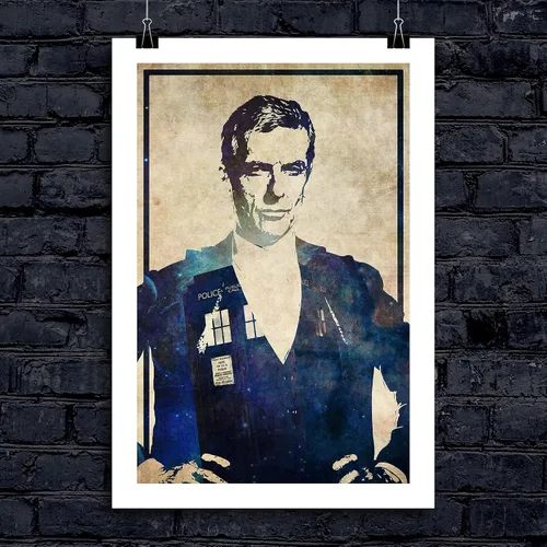 Miniatura 4 de CultClassicPosters Doctor Who 12th Doctor Art Print – Póster minimalista hecho a mano de 13 × 19 con Peter Capaldi y TARDIS – Papel fotográfico