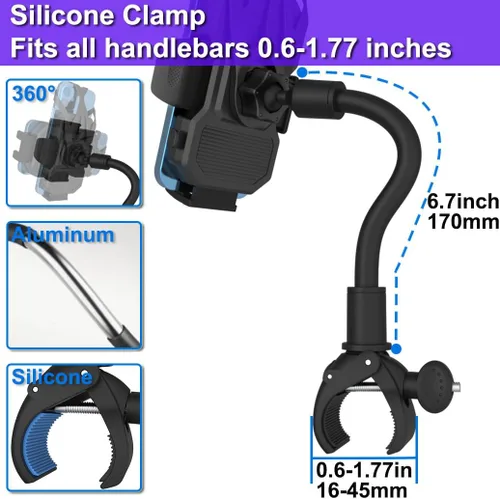 Miniatura 3 de Soporte de teléfono para bicicleta Peloton - Soporte universal Goosencek para bicicleta giratoria, bicicleta de ejercicio interior, soporte