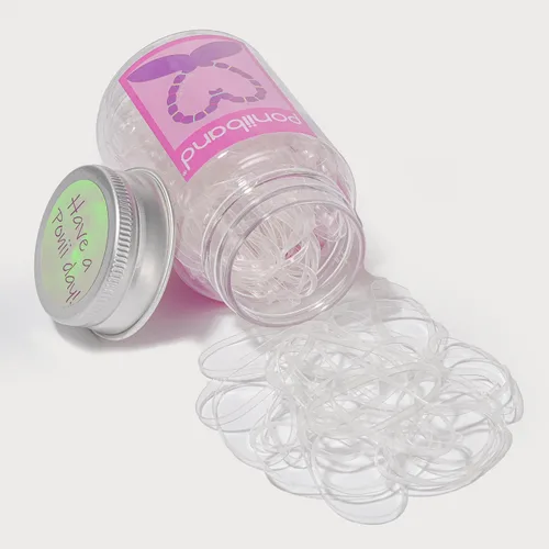 Miniatura 8 de Bandas elásticas para el cabello de alta calidad sin látex (0.787 in/1.575 in x 0.079 in x 0.016 in, negro medianoche y transparente cristalino)