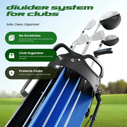 Miniatura 4 de Bolsa de soporte de golf de 7 vías, bolsas ligeras para palos de golf con 7 divisores de longitud completa, hielera, capucha de lluvia para hombres