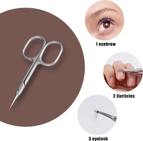Miniatura 5 de KINBOM Tijeras de cutícula, tijeras pequeñas finas para manicura, pedicura, belleza, aseo de belleza, tijeras curvadas multiusos para uñas