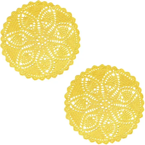 Miniatura 15 de Mantel Individual de Encaje de 11 a 12 Pulgadas Tapetes de Mesa Redondos Hechos a Mano Tapete de Ganchillo Cocina Vajilla Posavasos para Taza