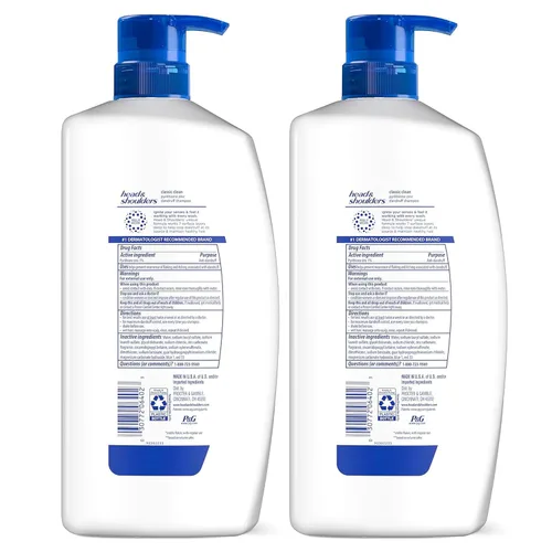 Miniatura 9 de Head & Shoulders Champú anticaspa, paquete doble de champú Classic Clean, 1% de piritiona de zinc, control de escamas, cuidado del cuero cabelludo