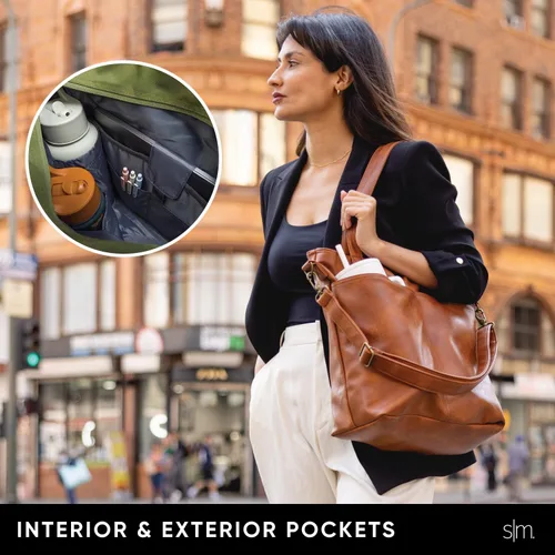 Miniatura 4 de Simple Modern Bolso de mano de piel vegana para mujer Bolso grande de trabajo para portátil con cremallera superior para viajes, escuela, profesora
