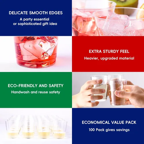 Miniatura 3 de JOLLY CHEF Vasos de plástico transparente de 14 oz, paquete de 100 vasos de fiesta resistentes, vasos de plástico desechables para cócteles de boda