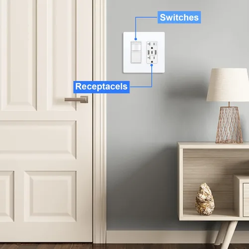 Miniatura 5 de Cubierta de Tomacorriente, Placa de Pared Decorativa sin Tornillos, Cubierta de Enchufe de Interruptor de Luz, Tamaño Estándar de 2-Gang, Blanco