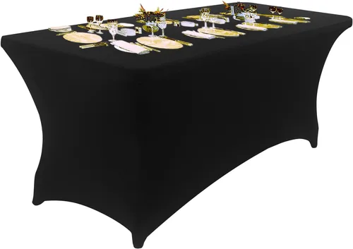 Miniatura 11 de Peomeise - Funda de mesa de elastano de 4 pies, mantel rectangular elástico de elastano (verde manzana, 4 pies)
