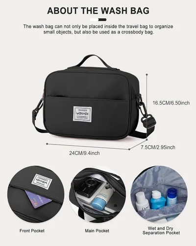Miniatura 7 de Bolsa de viaje para mujer, bolsa deportiva para gimnasio, E-Negro