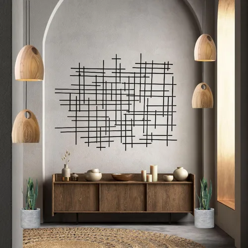 Miniatura 8 de Bellaa Arte de pared de metal con cruz, geométrico, abstracto, moderno, contemporáneo, 3D, para colgar, hierro forjado, escultura minimalista