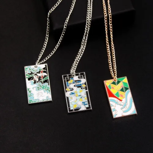 Miniatura 4 de Dije y collar de Tanjiro del anime Demon Slayer Collar de Kimetsu no Yaiba de Hanafuda joyería de cosplay para mujeres y niñas