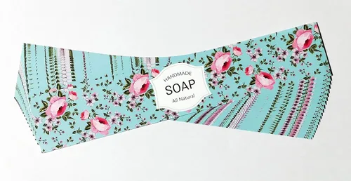 Miniatura 3 de Cinta de papel de envoltura para barra de jabón casera, productos hechos a mano, horizontal, 20 piezas (Celeste Floral)