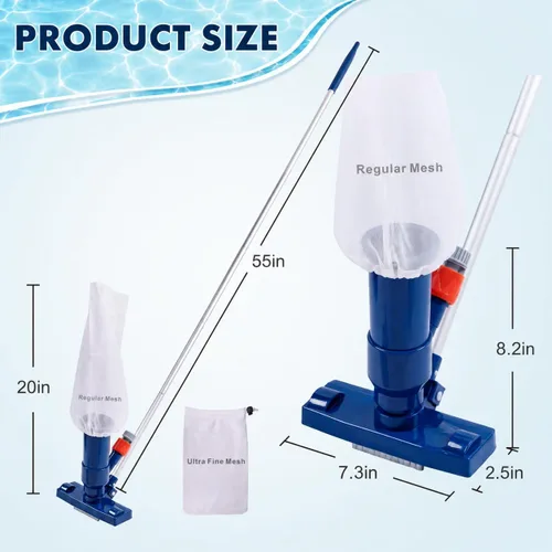 Miniatura 5 de Aspiradora de chorro de piscina mejorada con cepillo y poste de 56 pulgadas, para piscina sobre el suelo/inflable, bañera de hidromasaje, estanque