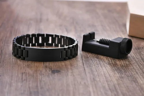 Miniatura 5 de Pulsera de acero inoxidable con frase de amor grabada para parejas y enamorados, esposa, esposo, novio, novia, regalo para día de San Valentín