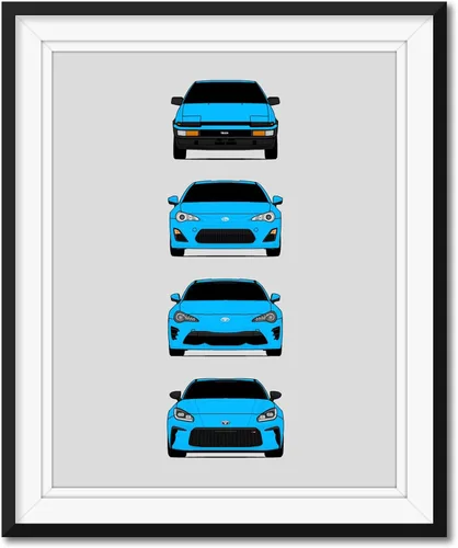 Miniatura 10 de Custom Car Posters Póster hecho a mano compatible con Toyota (Scion) FR-S 86 generaciones e impresión de Toyota 86 Trueno FR-S GR86 AE86 Scion
