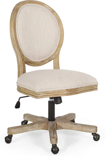 Miniatura 4 de Silla de oficina giratoria tapizada Pishkin - Beige/Natural