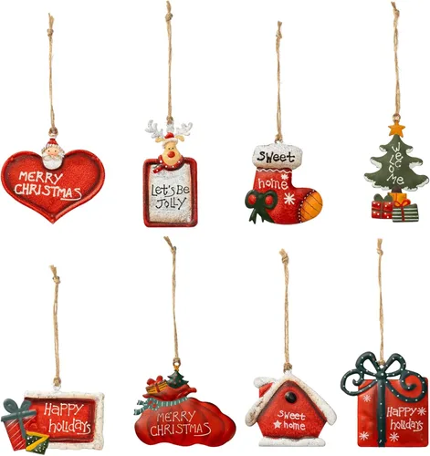Miniatura 5 de Crafjie Adornos de árbol de Navidad de ángel pintado en metal, doble cara, juego de 4 para decoración de árbol de Navidad, adornos colgantes