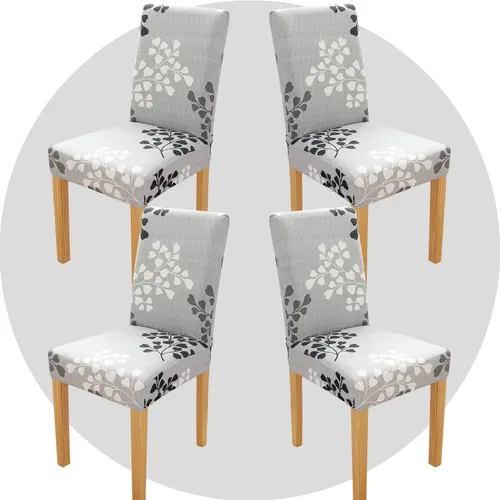 Miniatura 38 de Juego de 6 fundas elásticas para sillas de comedor, color blanco hueso, elásticas, lavables, extraíbles para cocina, hotel, restaurante Blanco roto