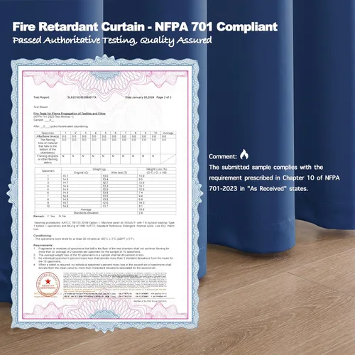 Miniatura 3 de Fire Retardant Blackout Curtains, Grommet Top, NFPA 701 Certified Flame Resistant Drape, Room Darkening for Dorm/Classroom, 2 Panels, Navy Blue
