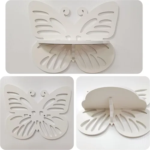 Miniatura 6 de Estante flotante Deor de pared con forma de mariposa, bonito estante de pared para habitación de niños, pequeño estante decorativo montado