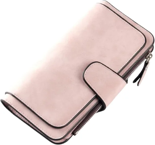Miniatura 13 de Carteras de cuero para mujer con bloqueo RFID, billetera delgada, plegable, tarjetero con cremallera, bolsillo para monedas, ventana