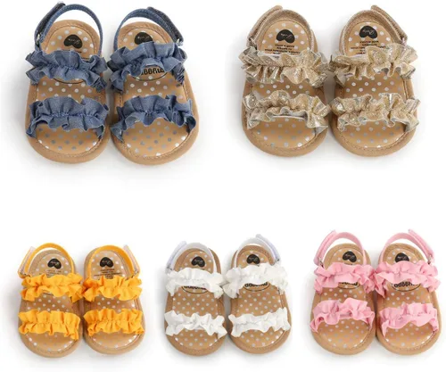 Miniatura 5 de COSANKIM Sandalias de verano para bebés y niñas con suela suave de flores, zapatos de vestir para cuna, recién nacidos, para recién nacidos