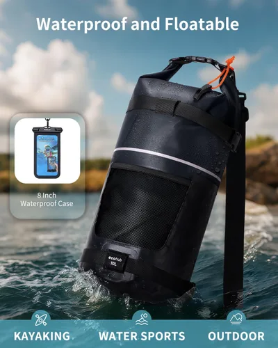 Miniatura 3 de ECOHUB - Bolsa seca impermeable para mujeres y hombres, capacidad de 5 L, 10 L, 20 L, parte superior enrollable, bolsa de almacenamiento seca ligera