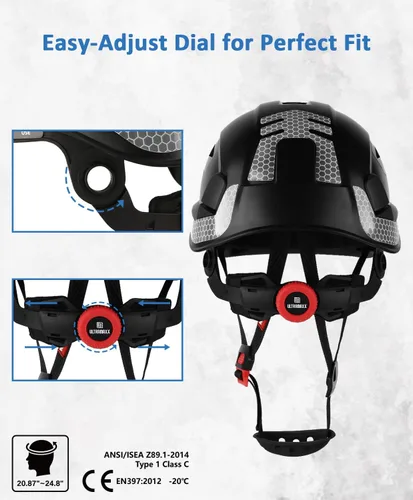 Miniatura 4 de UM ULTRAMAXX Safety Helmet Hard Hat, ANSI Z89.1 Approved Lightweight Vented Work Helmet, 6-Point Adjustable Ratchet Suspension Hardhat Ideal for