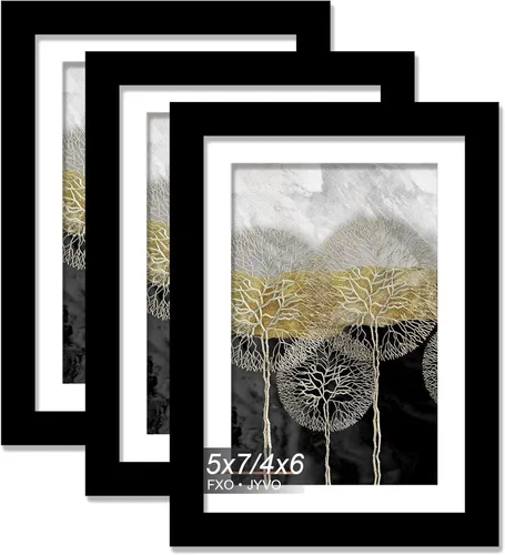 Miniatura 165 de Fxojyvo Marco de Fotos de 4x6, Muestra Foto de 3.5x5 con Paspartú o 4 x 6 Sin Paspartú, Liviano y de Alta Transparencia Marco de 4 por 6 para Pared