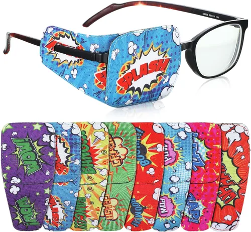 Miniatura 9 de Treela 8 parches de ojos para niños, parche para gafas para cubrir cualquier ojo, parche de tela de dibujos animados para niños y niñas