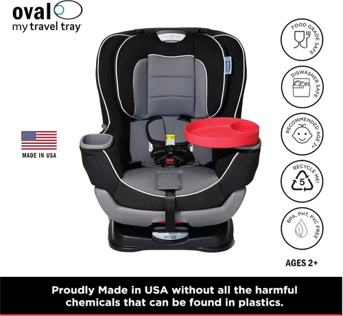 Miniatura 2 de Travel Tray Oval fabricado en Estados Unidos amplía tu portavasos actual para sostener tu taza más una bandeja para aperitivos, juguetes