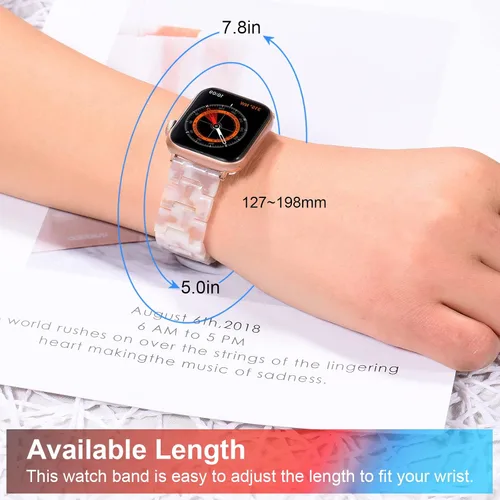 Miniatura 4 de Wongeto - Correa de resina compatible con Apple Watch Band (38mm 40mm) 1.496 pulgadas, 1.575 pulgadas, serie 5/4/3/2/1 para mujer y hombre con Rosa