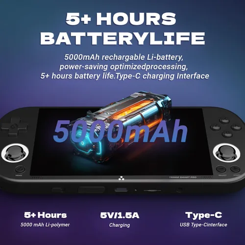 Miniatura 6 de Trimui Smart Pro - Consola de juegos portátil, consola de pantalla de 4.96 pulgadas, emulador preinstalado con tarjeta TF de 128/256 GB, consola