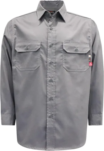 Miniatura 11 de KONRECO Camisas FR para hombre, resistentes al fuego, camisa de trabajo con botones, 100% algodón, 6.5 onzas, camisas de soldadura ligeras