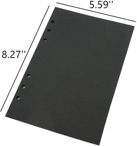 Miniatura 2 de Recambio de Planificador A5 Negro en Blanco Insertos de Planificador, Recambio de Carpeta de 6 Anillas, Papel Negro para Carpeta Rellenable En