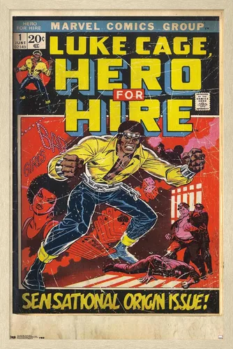 Miniatura 7 de Trends International Marvel Comics Luke Cage - Hero for Hire Cover #1 Wall Poster, 22.4L x 14.7W, Barnwood Framed Version