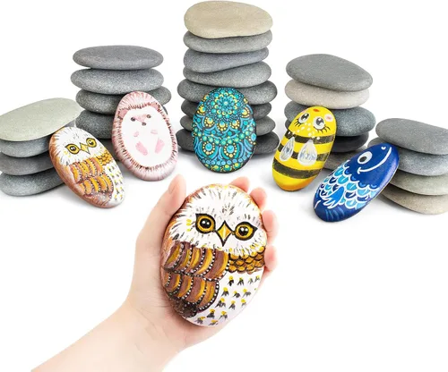 Miniatura 8 de Simetufy 20 rocas para pintar, rocas de pintura planas naturales de 1-2 pulgadas, piedras lisas para manualidades, artes, decoración, rocas