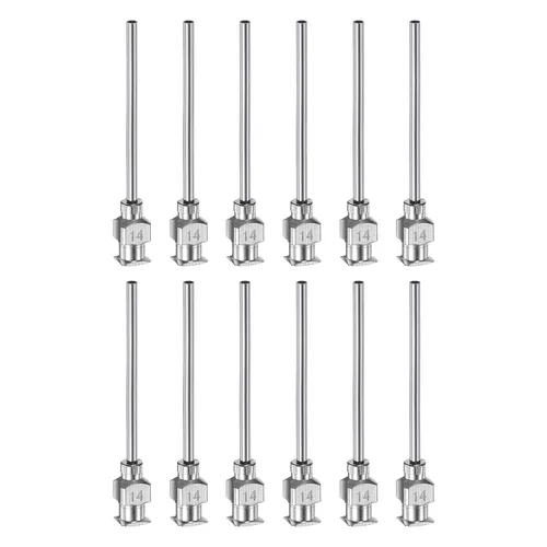 Miniatura 14 de HARFINGTON 12 agujas dispensadoras de acero inoxidable calibre 17, 1 1/2 pulgadas, tubo de aguja de pegamento de metal, puntas romas, Luer Lock