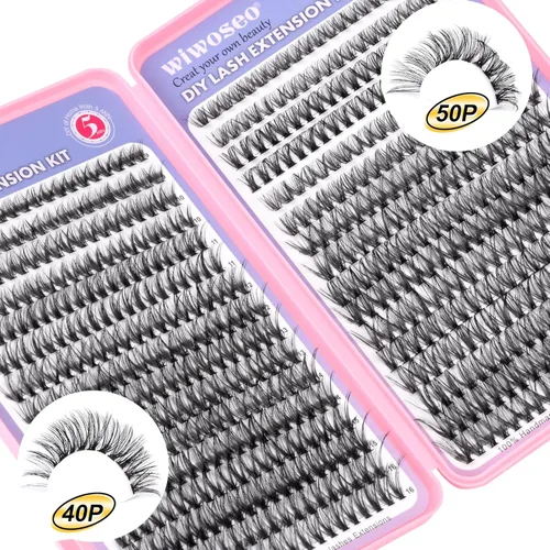 Miniatura 2 de Kit de extensión de pestañas para bricolaje, pestañas individuales con sello de pestañas y sello, kit de extensión de pestañas rizadas D, kit