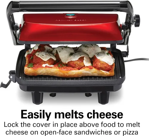 Miniatura 5 de Hamilton Beach Panini Press Sandwichera y Parrilla Eléctrica para Interiores con Tapa con Seguro, se Abre Completamente para Adaptarse a Cualquier