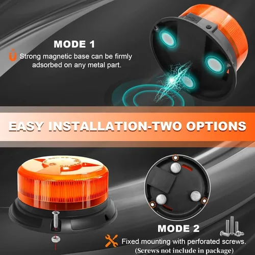 Miniatura 4 de Dinfu Luz estroboscópica magnética para camiones y carritos de golf, luz intermitente de advertencia de seguridad recargable IP68, 9 modos, lámpara