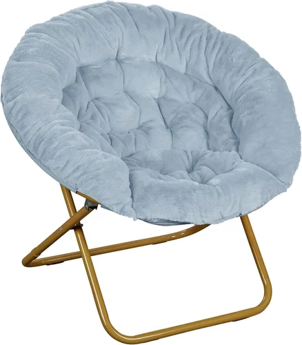 Miniatura 7 de Flash Furniture Gwen - Silla plegable de gran tamaño con otomana, silla lunar de piel sintética, marco de acero duradero, para dormitorio
