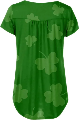 Miniatura 4 de Camisetas de talla grande para mujer, con botones, estampado gráfico, manga corta, cuello en V, ropa de verano